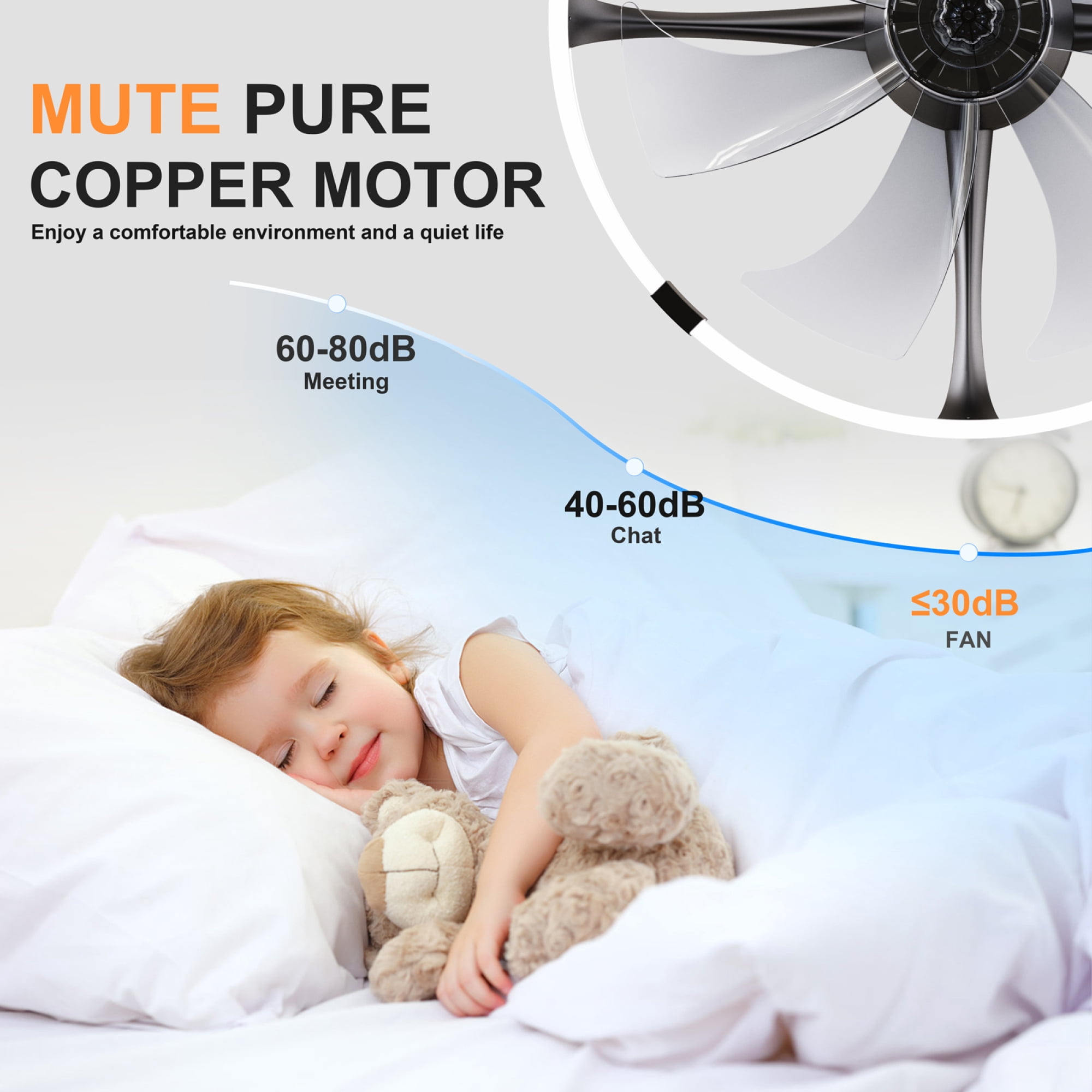 Leumius 23.6" LED Ceiling Fan with Light Remote DC Motor Aluminum Body 6-Speed Infinite Dimming LED Ceiling Fan for Bedroom Living Room Black