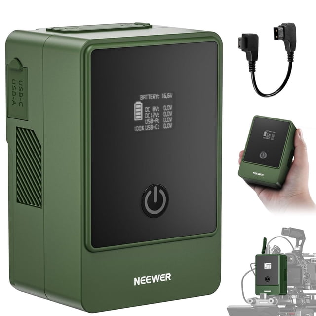 Batería de Montaje en V NEEWER Negra con Mini Bloqueo, Pantalla OLED y Carga Rápida para Cámara de V