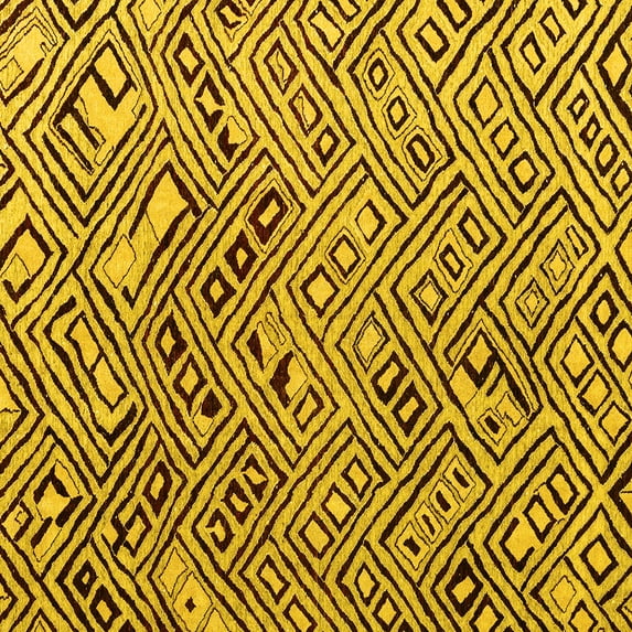 Ahgly Company Machine Washable Indoor Square Solid Yellow Modern Area Rugs, 8' Square