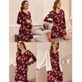thumbnail image 5 of Ekouaer Women's Nightshirt Long Sleeve Button Down Nightgown V-Neck Sleepwear Pajama Dress, 5 of 6