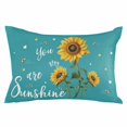 thumbnail image 2 of Teal Sunshine Sunflower Throw Pillow Cover, Pillowcase Protectors with Zipper, Breathable Decorative Lumbar Pillow Case Cover, Pastoral Bees Farmhouse Floral Pillow Shams for Couch Sofa 16x24Inch, 2 of 8