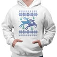 thumbnail image 2 of Reindeer Christmas Cross Stitch Hoodie Sweatshirt Unisex Large White, 2 of 5