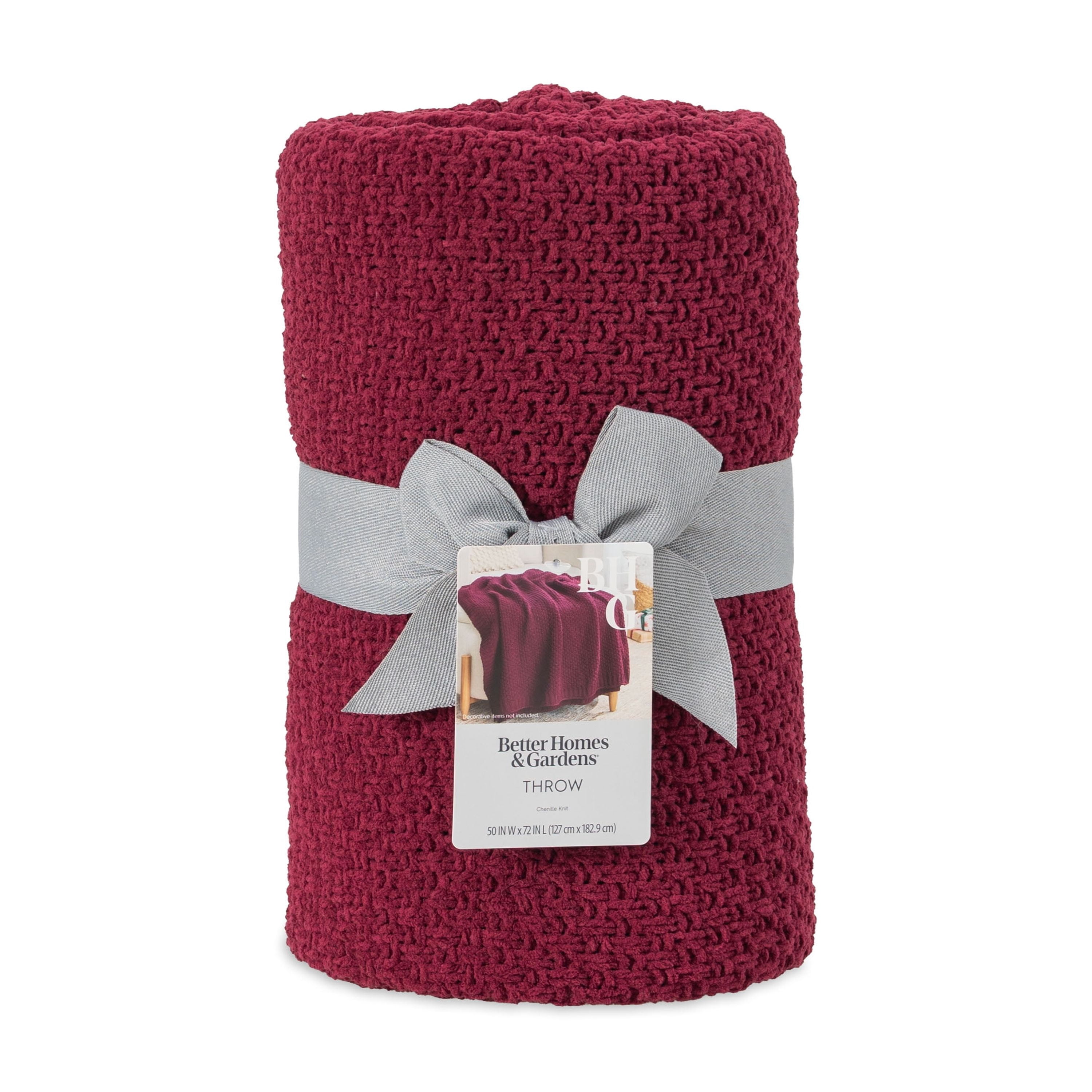 Better Homes & Gardens Chenille Knit Super Soft Oversized Throw Blanket, Merlot Wine
