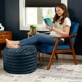 thumbnail image 4 of Jaxx Paran Pouf Ottoman, Small, Faux Fur, Modern Accent, Midnight Blue, 4 of 6