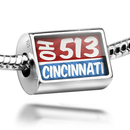 Neonblond Charm 513 Cincinnati, OH red/blue 925 Sterling Silver Bead