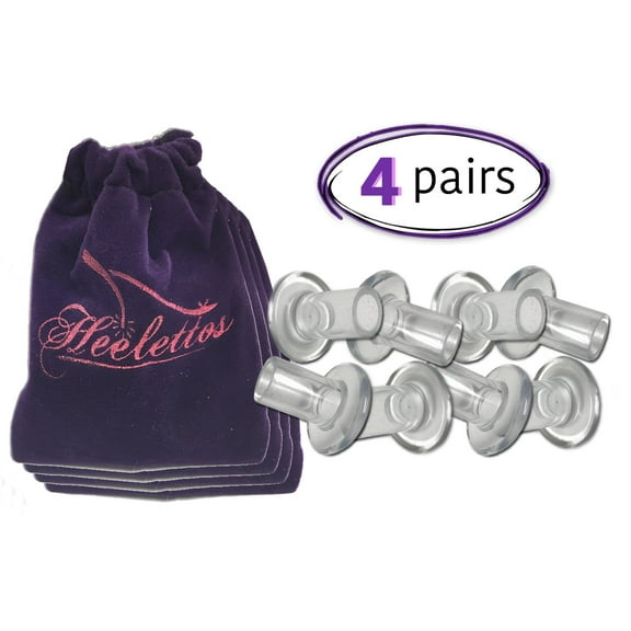 4 Pairs of Heelettos Clear High Heel and Stiletto Shoe Protectors with Velvet Gift Pouch