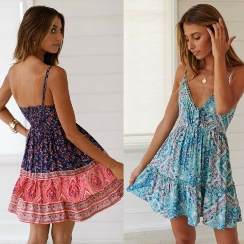 Women Dresses Cocktail Beach Short Maxi Dress Summer Party Evening Boho Sundress