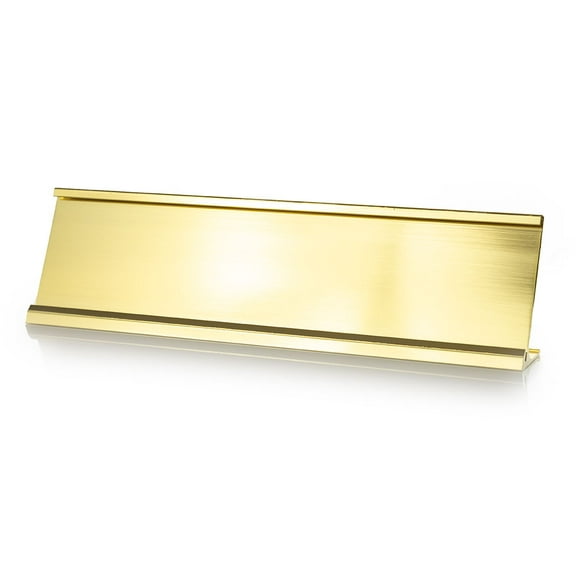 All Quality Aluminum Office Desk Nameplate Sign Holder, 2" x 10", Gold