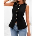 thumbnail image 6 of BTFBM Summer Sleeveless Blazer Vest For Women Dressy Button Down Round Neck Business Casual Outfits Work Suit Vests Tops, 6 of 7