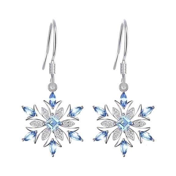 Yesbay 1 Pair Women Earrings Hook Elegant Lightweight Women Snowflake Hook Earrings for Home