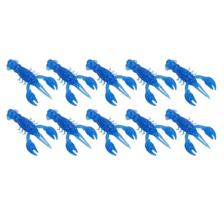 10PCS Soft Fishing Lure Crawdad Bait - PVC Shrimp Artificial Lures in Blue Perfect for Bass Fishing - A Pack of Ten