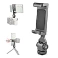 thumbnail image 1 of VELEDGE Aluminum Alloy Phone Holder Clamp Phone Tripod Mount 360° Rotatable with Dual Cold Shoe, 1 of 8