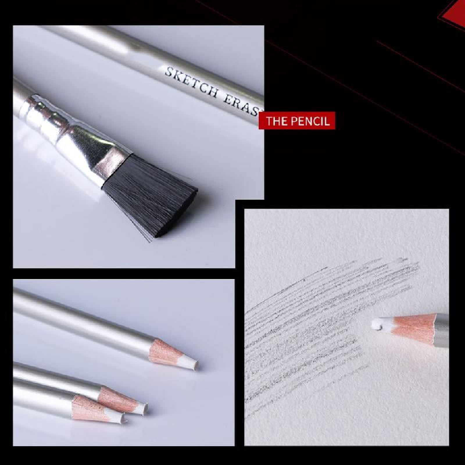 MANNYA 12 Pcs/Pack Dual-ended Erasers Pencils with Cleaning Brush Sketch Erasers Kit Highlight Eraser Pens for Artists Drawing