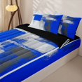 thumbnail image 3 of Homewish Navy Oil Painting Zipper Queen Comforter Set with Fitted Sheet and 2 Pillowcases,Retro Geometric Art Zipper Bedding Set,Black Reversible,4pcs, 3 of 8