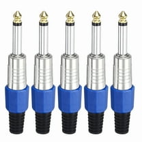 Uxcell 5 Pcs 1/4" Audio TS Plug, TS 6.35mm Mono Male Plug Cable Connector, TS Male Audio Cable Plug for Speaker, Microphone, Guitar, Audio Equipment, 3.58" Silver&Blue
