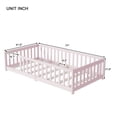 thumbnail image 7 of Miniyam Wooden Twin Size Floor Bed with Safety Fence for Kids, Pink, 7 of 7