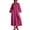 Hot Pink, variant on CIENVNSTG Dresses For Women Lapel V Neck Pleated Linen Midi Shirt Dress 3/4 Bell Sleeve Loose A Line Dress with Pockets Black L