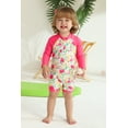 thumbnail image 2 of Happy Town Toddler Baby Girl Floral Swimsuit Long Sleeve One-Piece Rash Guard Bathing Suit with Hat, 2 of 8