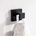 thumbnail image 5 of MOKIUER Bath Towel Hooks Matte Black, 2 Pack Robe Coat and Clothes Hook, Heavy Duty Wall Hook for Bathroom & Kitchen, Modern Square Style Wall Mounted (Black), 5 of 5