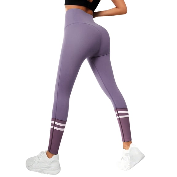 DHFJKG Yoga Leggings Women Striped High Waist Workout Leggings Tight Pants Fitness Running Gym Tummy Control Versatile Trousers