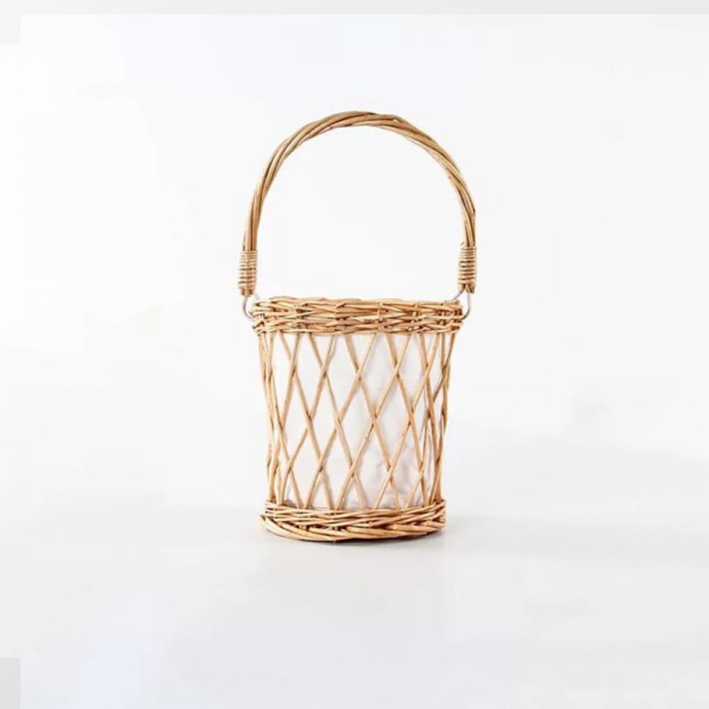 Rattan Woven Portable Flower Basket, Floral Arrangement, Bamboo Basket, Woven Flower Basket