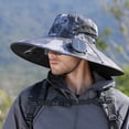 thumbnail image 2 of FUZHIQ Super Wide Brim Solar Fan Hat for Men Women, Two Fans Rechargeable UV Protection Cooling Sun Hat for Hiking Camping Backpacking Outdoor,One Size, 2 of 5