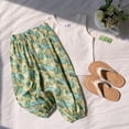 thumbnail image 4 of XUNKUSGA Girls Pants Baggy Cotton Pull Up Kids Harem Pant Breathable Tropical Print Loose Casual Trousers with Elastic Waist Long Pants for Boys Girls,Green,2 Years, 4 of 6