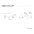 thumbnail image 5 of Kingston Brass KS6122DX Concord Double-Handle Wall Mount Bathroom Faucet, Polished Brass, 5 of 8