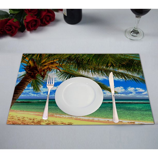 GCKG Beach Palm Tree Placemats 12x18 inches Set of 2