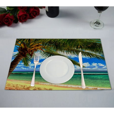 

GCKG Beach Palm Tree Placemats 12x18 inches Set of 2