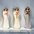 thumbnail image 4 of LHWEN Girl Flower Fairy Angel Ornament Resin Statue Art Craft Bookshelf Home Living Room Desk Decor Tabletop Display Entryway Winter Christmas New Year Decoration Unique Design Elegant, 4 of 5