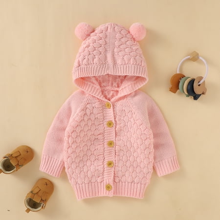 

Winter Baby Boys Girls Sweaters Cardigans Autumn Pure Color Long Sleeve Knitted Newborn Infant Toddler Outwear Jackets with Hood