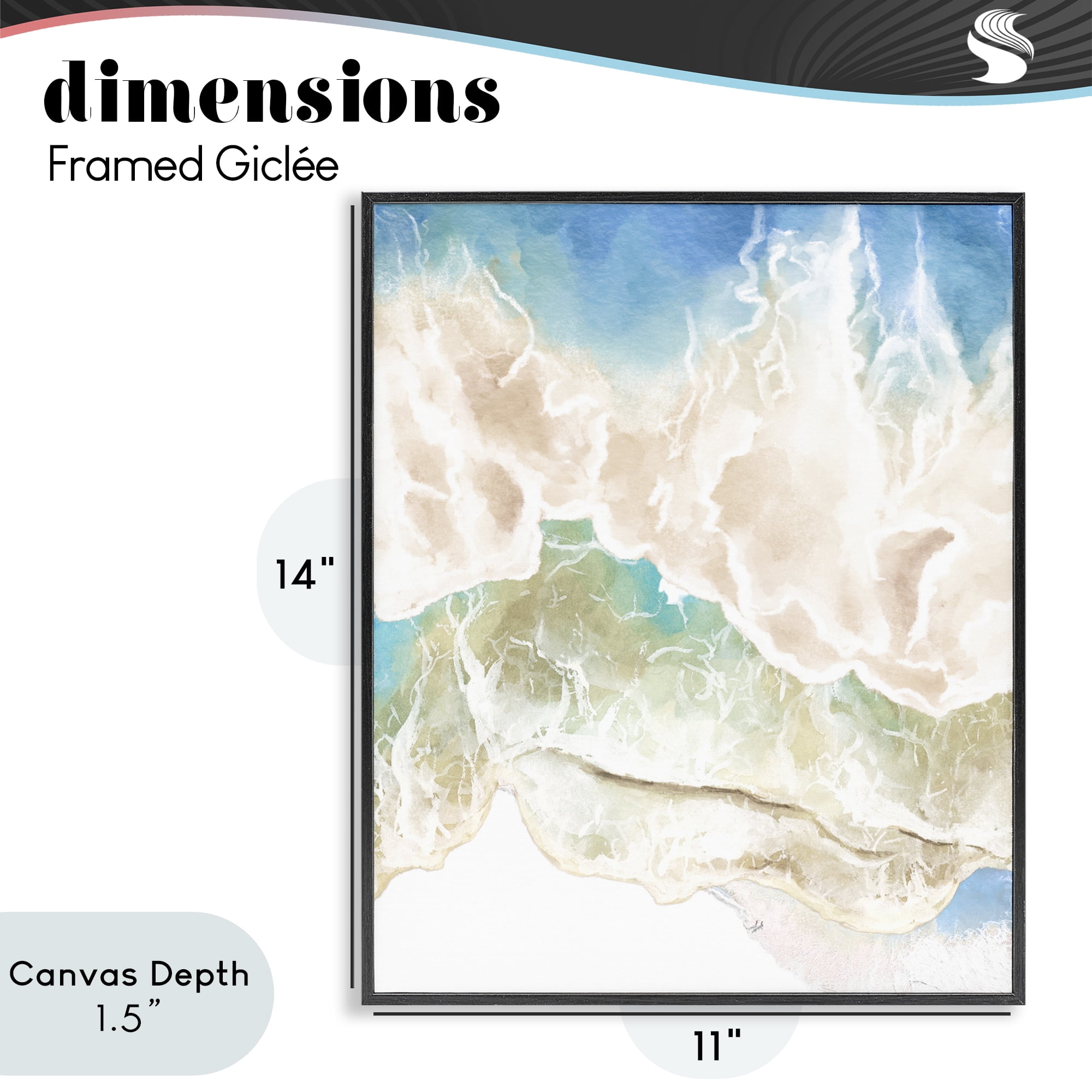 Stupell Industries Washed Away Tide Abstract Black Framed Giclee Art, design by Jesse Keith