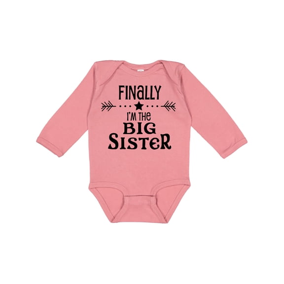 Inktastic Finally I'm the Big Sister Girls Long Sleeve Baby Bodysuit