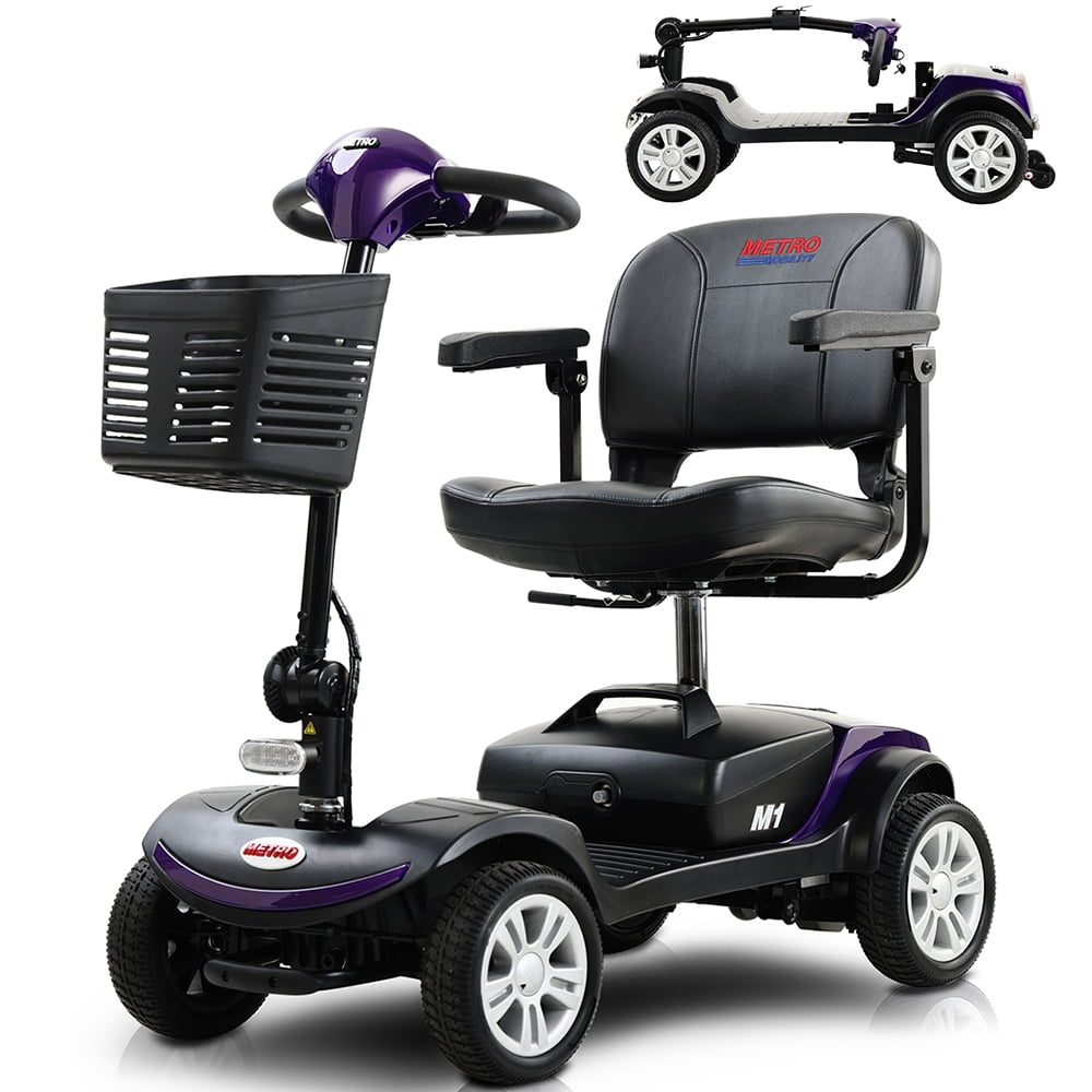 Mobility Scooter for Seniors, 300W Motor Compact Motorized Electric Scooter with Headlights, Anti-Tip wheels, Purple