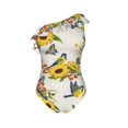 thumbnail image 5 of Wukai Bird Sunflowers Chic One Shoulder Swimwear with Ruffle Design and Tummy Control Skirt: Fashionable, Supportive, Comfortable for Beach-X-Large, 5 of 7