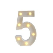 Light Up Letter LED Alphabet PlasticParty Sign Wedding Festival Stand Decoration (Number - 5)