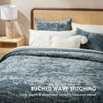 thumbnail image 2 of EVERGRACE Luxury Velvet Quilt King Size, Ultra Soft Wave Crushed Velvet Bedding Set, Lightweight Quilted Comforter Set for All Season, Oversized Bedspread Coverlet with 2 Shams, Stormy Blue, 2 of 8