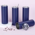 thumbnail image 6 of 4 Pack 20 oz Skinny Straight Tumbler Bulk, Stainless Steel Double Wall Insulated Tumblers with Lids and Straws, 20 oz Slim Travel Cup for Drinks Coffee Water, Diy Gift Tumbler, Navy Blue, 6 of 6