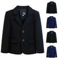 thumbnail image 2 of SERTG Kids Solid Color Slim Fitted Notch Lapel Long Sleeve Blazer Fall Winter Dressy Formal Outwear Jacket for Children 2-16 Years(Navy,8-9 Years), 2 of 3