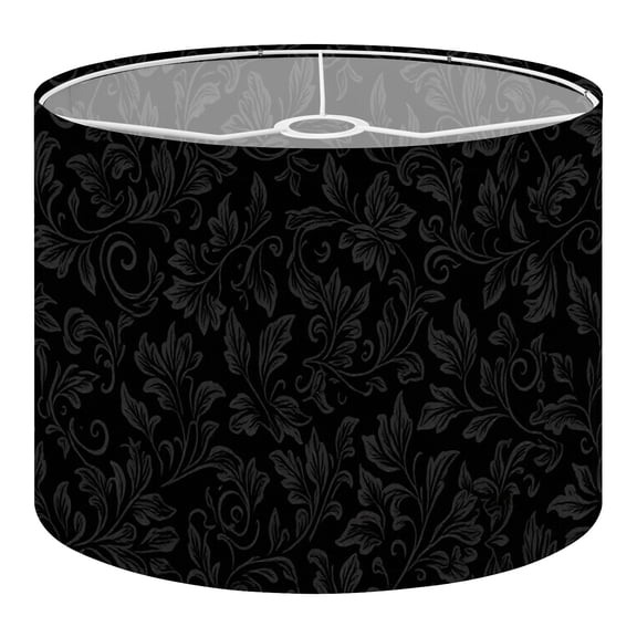 Linen Drum Lampshades Gothic Black Vintage Floral Floral Motifs Curved Lines 13"x13"x10" Light Shade for Table Lamps Floor Lamp Shades Lampshade Replacement Assembly Required