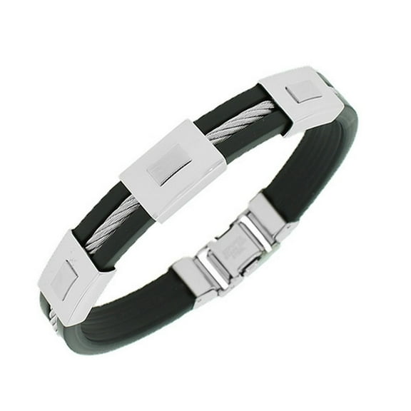 Stainless Steel Twisted Cable Men's Bracelet, Silver-Tone