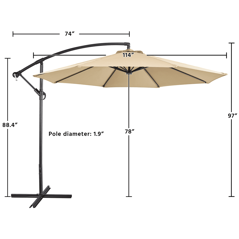 Renwick 10 Ft Patio Offset Umbrella with Crank and Base Stand, Tan -  Walmart.com