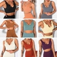 thumbnail image 3 of Women Sports Set Ribbed Crop Tops Removable Pad High Waist, 3 of 8