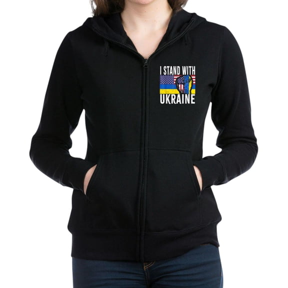 CafePress - I Stand With Ukraine Flag American Flag Sweatshirt - Women's Zip Hoodie