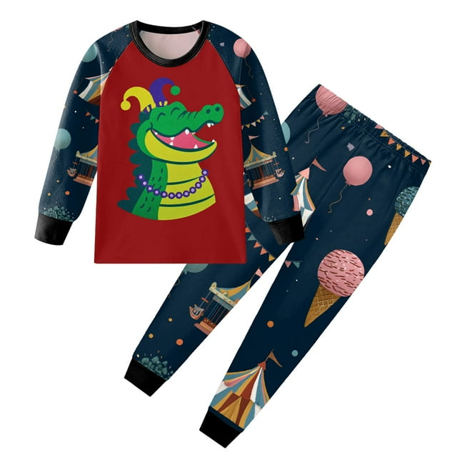 Huesdet Ensemble de Pyjama pour Enfants Confortable et Doux à Manches Longues et Jambes Longues avec Imprimé Carnaval pour Garçons et Filles (4-5 Ans, Rouge)