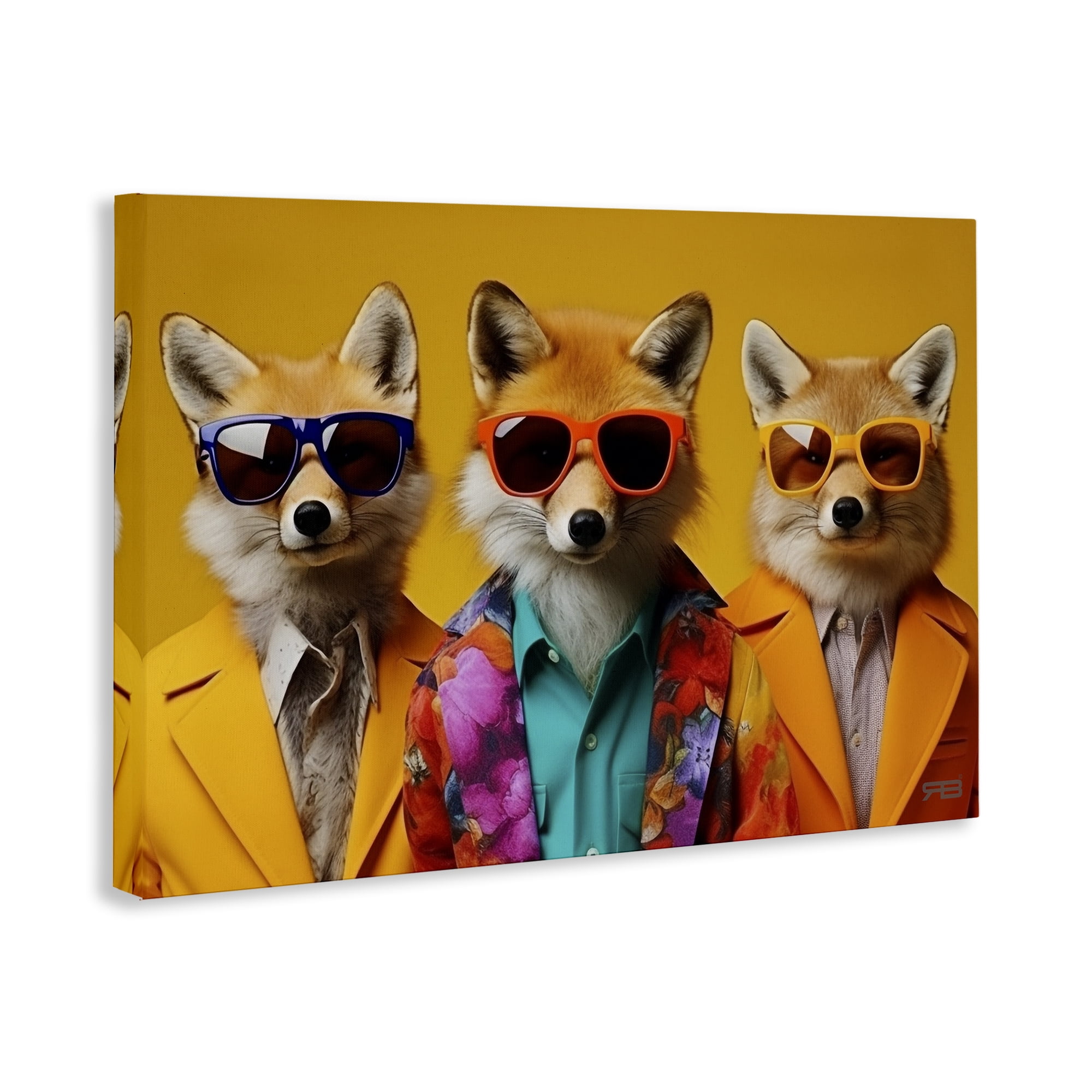 Stupell Industries Stylish Fashion Foxes Animals & Insects Painting Gallery Wrapped Canvas Art Print Wall Art, 45 x 30