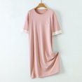 thumbnail image 1 of Generic Japanese and Korean Comfortable Cotton Contrast Color Embroidery Casual Style Short Sleeve Dress Cotton Wool Comfortable Sleeping Dress Dress Women's Summer, 1 of 1