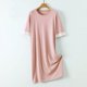 thumbnail image 1 of Generic Japanese and Korean Comfortable Cotton Contrast Color Embroidery Casual Style Short Sleeve Dress Cotton Wool Comfortable Sleeping Dress Dress Women's Summer, 1 of 1