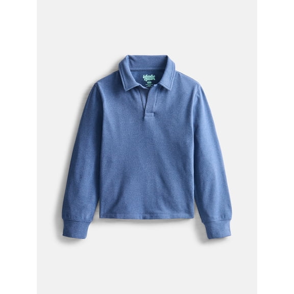 Wonder Nation Boys Cozy Polo Shirt with Long Sleeves, Sizes XS-XXL and Husky